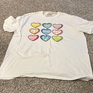 Comfort Colors White Tee with Colorful Heart Graphics